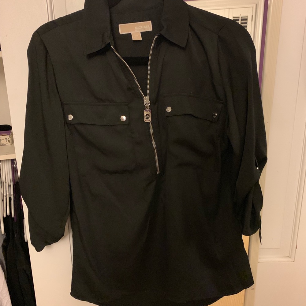 Michael Kors 3/4 Sleeve Zipper Blouse